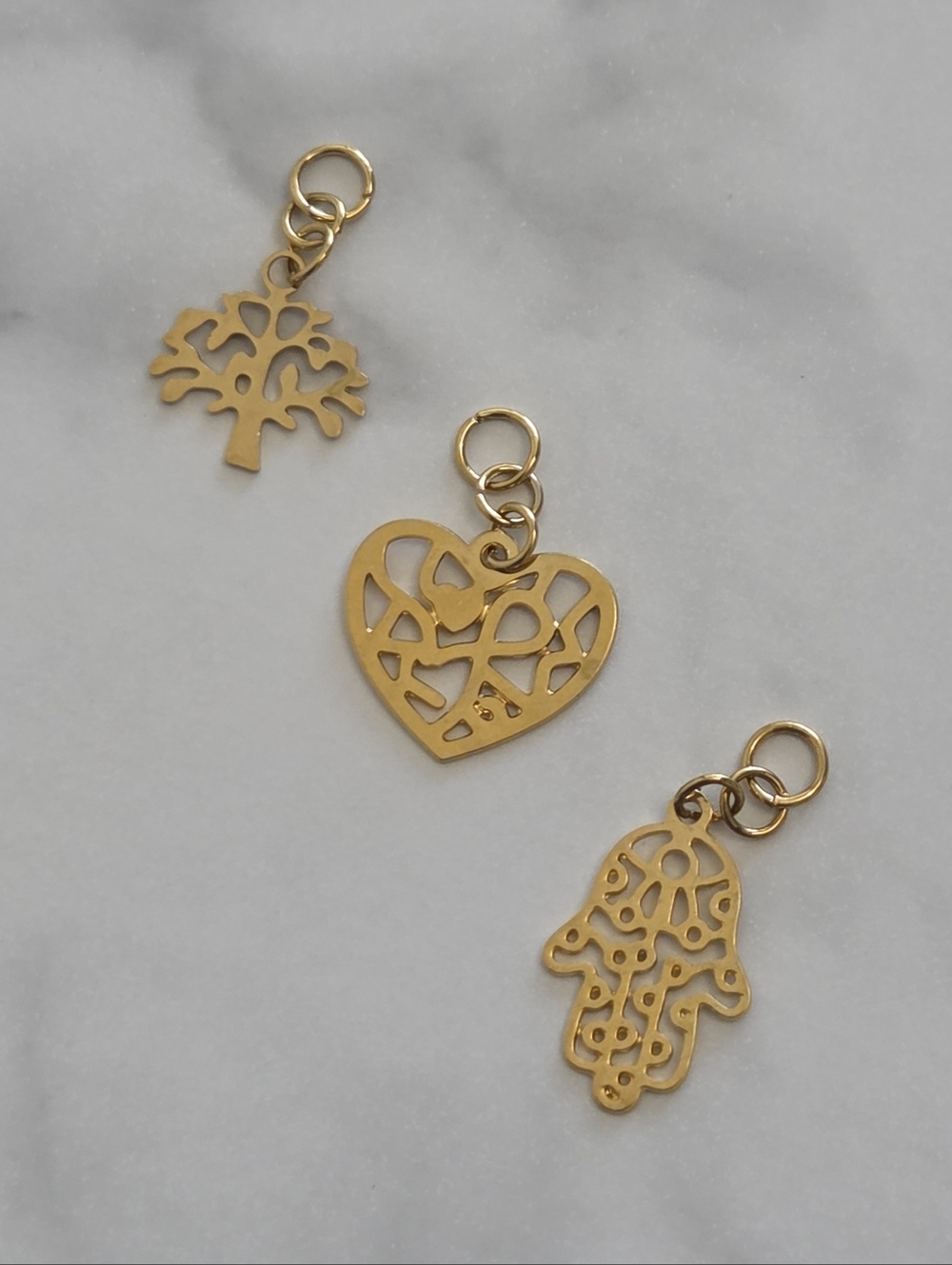 Gold Tone Tree Of Life, Heart & Hamsa Charms Set Women Accessories